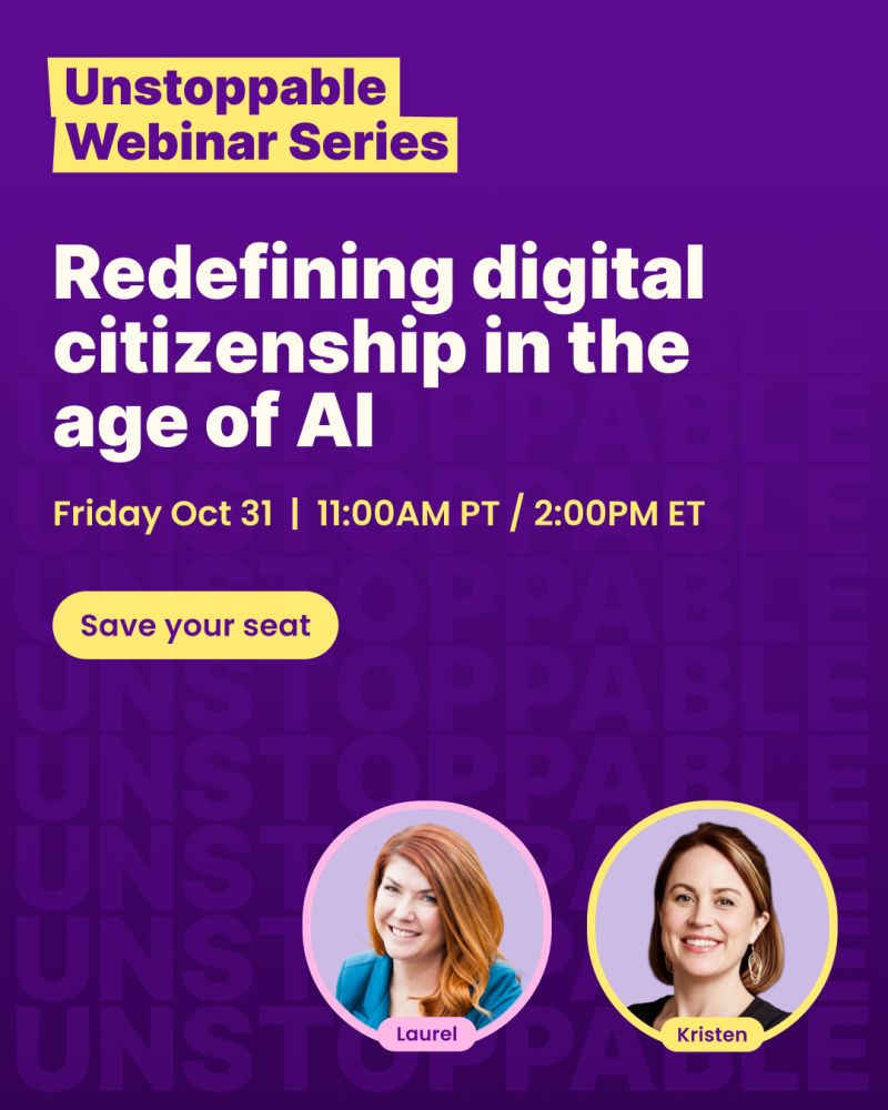 TinersTechTips's tweet image. AI is rewriting the rules of learning – and leadership.
Join Laurel Aguilar-Kirchhoff and Dr. Kristen Mattson, Ed.D., to discuss how schools and districts can move from reactive tech policies to a purpose-driven digital culture.

Save your seat → tinyurl.com/56rwbm34