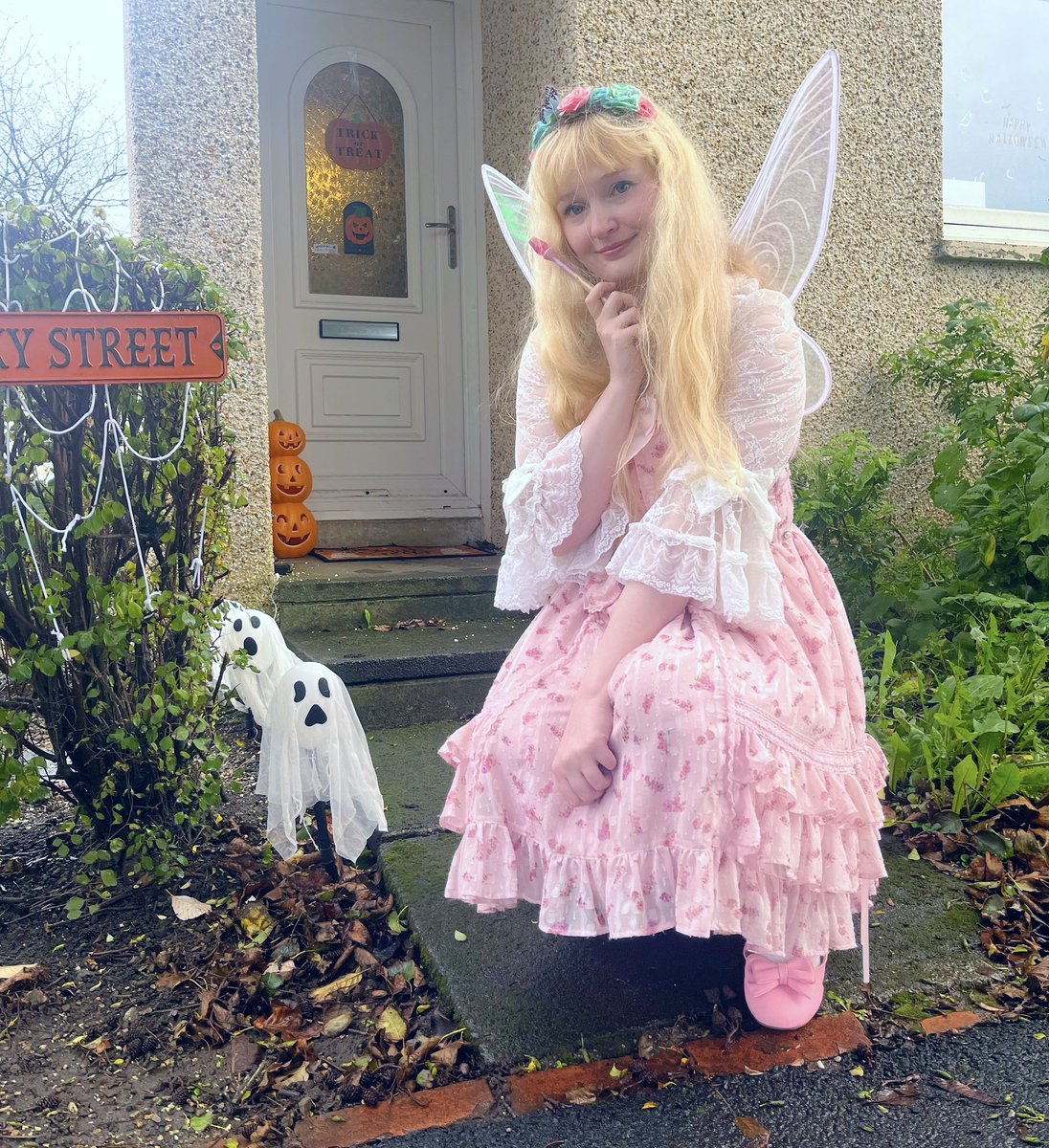 Happy Halloween! I’m a pretty flower fairy this year, hehe🌹 I’m super excited because this is my first year handing out treats! I made sure to get lots of sparkly magical ones… Skittles are magical, right? 🌈✨