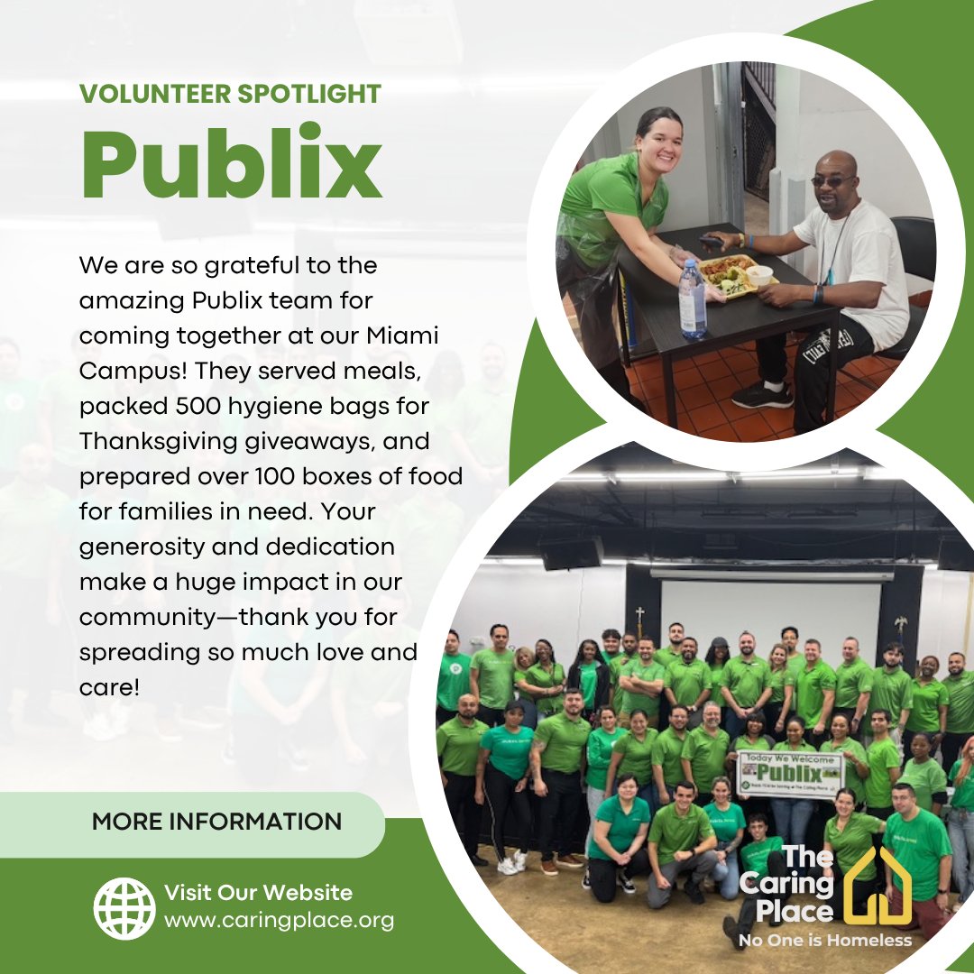 We are so grateful to the amazing Publix team for coming together at our Miami Campus! They served meals, packed 500 hygiene bags for Thanksgiving giveaways, and prepared over 100 boxes of food for families in need!