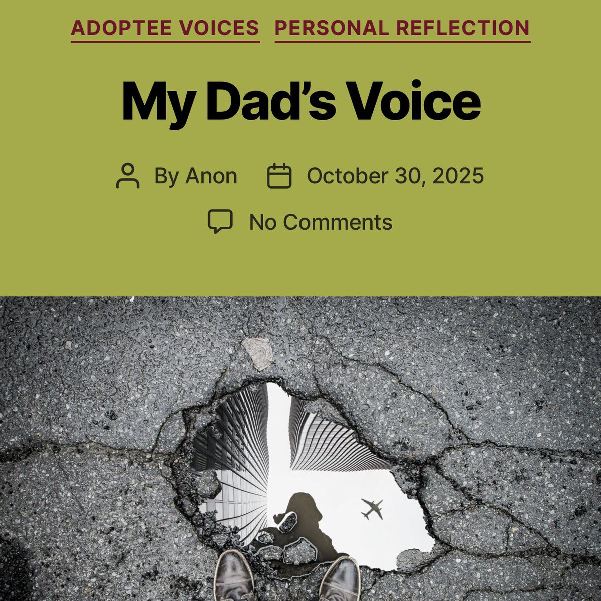 AdultAdopteeMov's tweet photo. A survivor of child adoption shares their story in our latest guest blog, “My Dad’s Voice” https://t.co/bLclgEphw5 https://t.co/WmAhbJKRcX