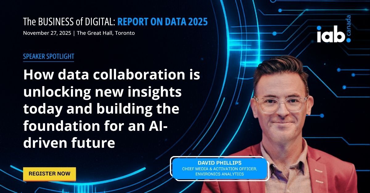 iabcanada's tweet image. Get ready for a forward-looking keynote with David Phillips (@EnvironicsMR) at #ReportonData 2025! David will reveal how data collaboration is transforming the way advertisers, publishers, and agencies measure real campaign outcomes.

Register TODAY! hubs.ly/Q03R6HCP0
