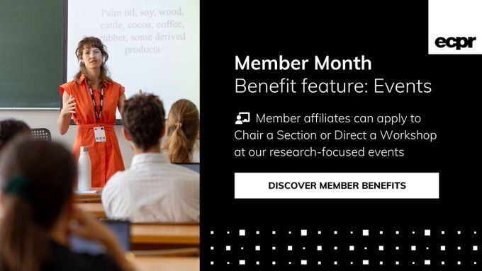 ECPR's tweet image. Did you know Member affiliates can propose to Chair a Section at the General Conference? #ecprgc26 ⭐#ECPRMemberPerks

⏰ Submit by Mon 10 Nov ecpr.eu/GeneralConfere…

✅ Check if your institution is a Member ecpr.eu/Membership/Cur…

#JoinECPR