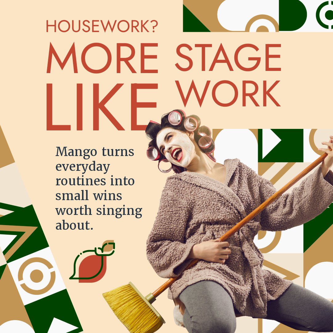 GoMangoApp's tweet image. Every task can have a soundtrack. 💃🧹🥭 
You don’t need motivation.  Just a mic (and maybe a mop).

🎶🥭  Add rhythm to your routines.  Join Mango and celebrate your progress daily.

#GoMango #SmallWinsBigEnergy #ADHDHumor #JoyfulProductivity #EverydayMomentum