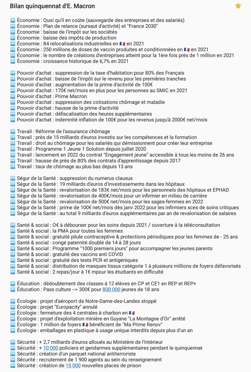 NicoBISPUTHE's tweet image. Je fais une suggestion à @Cdanslair et @Caroline_Roux pour un sujet que vous n'abordez jamais. Faire l'inventaire de toutes les réformes que Macron a réalisé ou fait adopter depuis 2017. Pour une fois que vous ne ferez pas du macron bashing. Petite liste jointe pour vous aider.