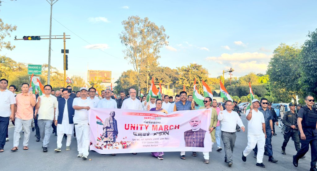AShardaDevi's tweet photo. Honoured to join the Unity Rally with the energetic and devoted karyakartas of @BJP4Manipur, reaffirming our commitment to the ideals of unity and integrity. 🇮🇳
#SardarPatelJayanti
#UnityRally 
#RashtriyaEktaDiwas https://t.co/Awb8ocBKq7