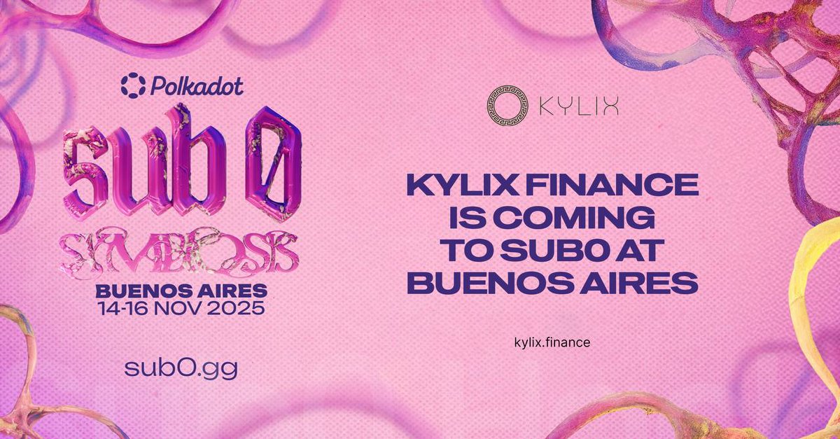Kylix Finance is heading to <a href="/Polkadotsub0/">sub0</a> in Buenos Aires 🇦🇷

We can’t wait to connect with the incredible <a href="/Polkadot/">Polkadot</a> community and builders who are pushing the ecosystem forward.

See you there 👋
