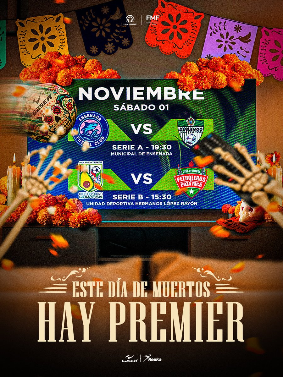 Aquí nadie se pierde la PREMIER. ⚽💀

Este Día de Muertos la cancha se llena de energía, color y entrega con estos partidazos.🙌

#LigaPremierFMF
#ElFutbolEsHonesto
#ElFutbolEsVerdadero