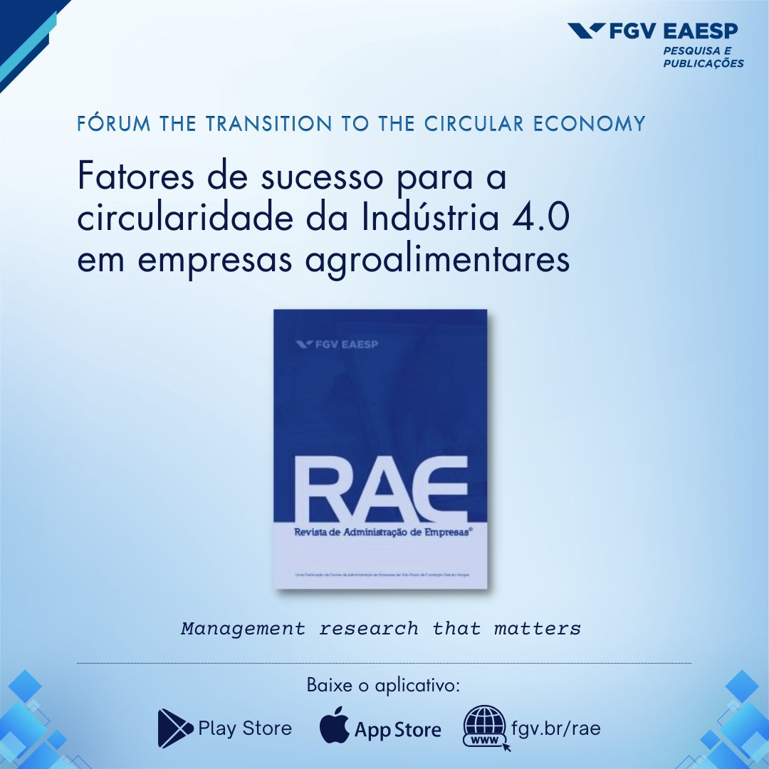 FGVEAESPesquisa's tweet image. Novo artigo na RAE propõe framework para integrar Indústria 4.0 e economia circular em empresas agroalimentares.  
Leia na RAE: go.fgv.br/2LqTG12GLWp 
#EconomiaCircular #FGVEAESP