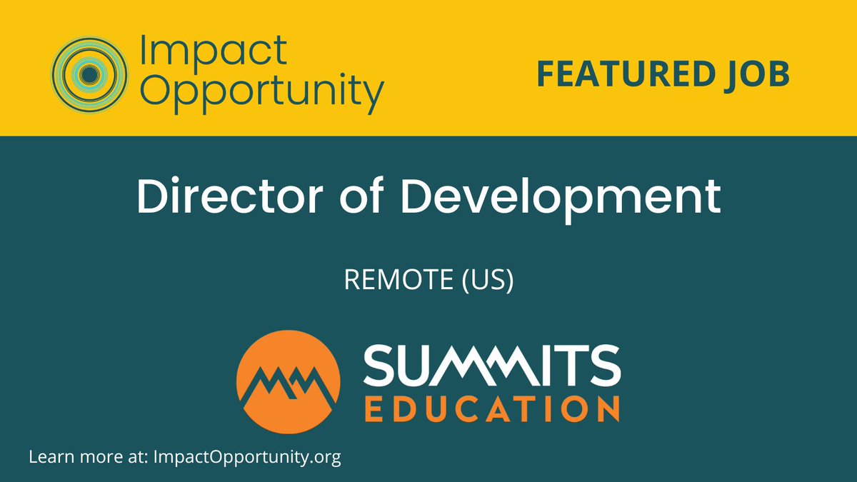 #ImpactOpportunity with <a href="/summitsedu/">Summits Education</a> as Director of Development ($150K): loom.ly/ZmPmBCY
Summits Education is reimagining what’s possible for children in rural #Haiti. 
#RemoteWork #Hiring #NonprofitJob