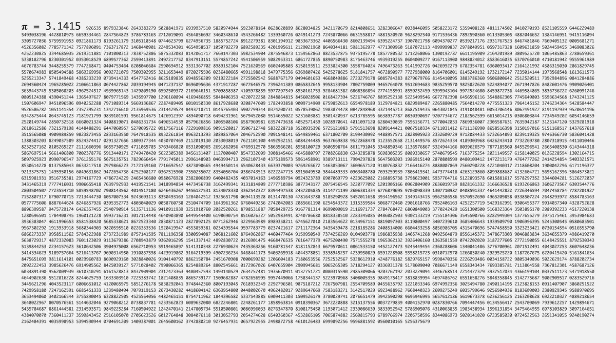 fermatslibrary's tweet image. Ten thousand digits of 𝝅