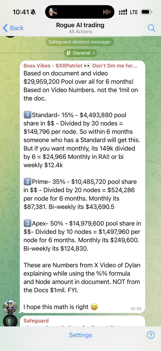 RealDylanSwartz's tweet image. Just some numbers that are good looking from a community member from the official telegram for @RogueAITrading
