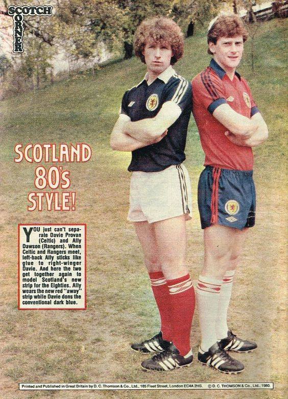davstu11's tweet image. Player #22 of the 80s. 28th May 1980. Scotland lose 1-0 away to Poland with the great Zbigniew Boniek scoring. Making his debut was Ally Dawson of Rangers, seen here with Davie Provan for a kit launch (It&apos;s the only Scotland photo I have of him). Ally went on to win 5 caps.