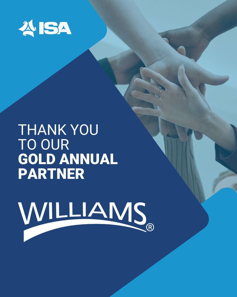 ISAssoc's tweet image. Gold partners fuel lasting progress. 🌟 

ISA proudly recognizes Williams Industrial Tools as a Gold Annual Partner, supporting connections, leadership development &amp;amp; industry success. 

Thank you, Williams! 

#ISACommunity #ISApartners