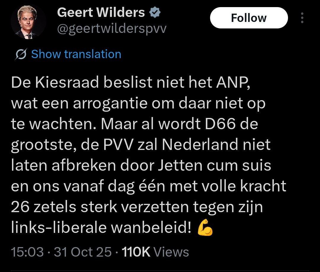 Echt een man van het volk die Geert. Met z'n "cum suis".