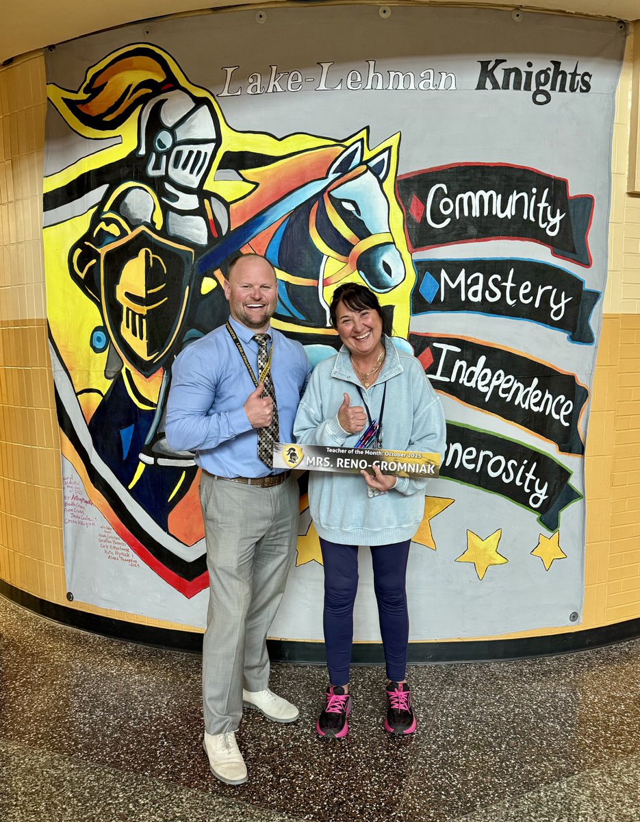 Big news at Lake-Lehman Jr./Sr. High School!! Student votes are in for October’s Teacher of the Month!!! Congratulations Mrs. Reno-Gromniak!! Thank you for incorporating the highest level of the Human Element in your teaching!! Well deserved!! #Knight_Vision4