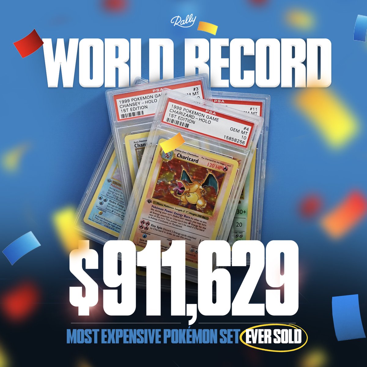 $911,629.69 * just confirmed.
The most expensive Pokémon set EVER SOLD.
Our 9th WORLD RECORD sale o
