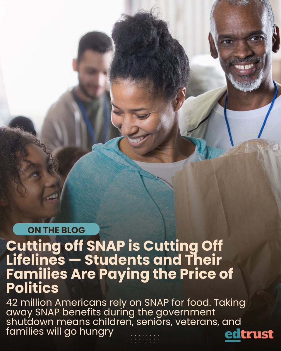 "In the richest nation on Earth, no child should ever go to bed hungry — yet millions do. And I was one of them. "

Cutting off SNAP is Cutting Off Lifelines — Students &amp; Their Families Are Paying the Price of Politics. Read the rest of this powerful blog: edtru.st/4oKtlgB