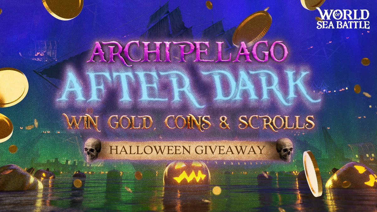 WOSB_game's tweet photo. Ahoy, spooky sailors! ⚓👻

Set sail into our Halloween #giveaway for a chance to win in-game loot to power your voyage across the archipelago in World of Sea Battle. 💀

Lucky winners will receive 100,000 worth of Gold, Coins, and Scrolls!

#gamedev #gaming #HappyHalloween https://t.co/BLyaNJrcR0