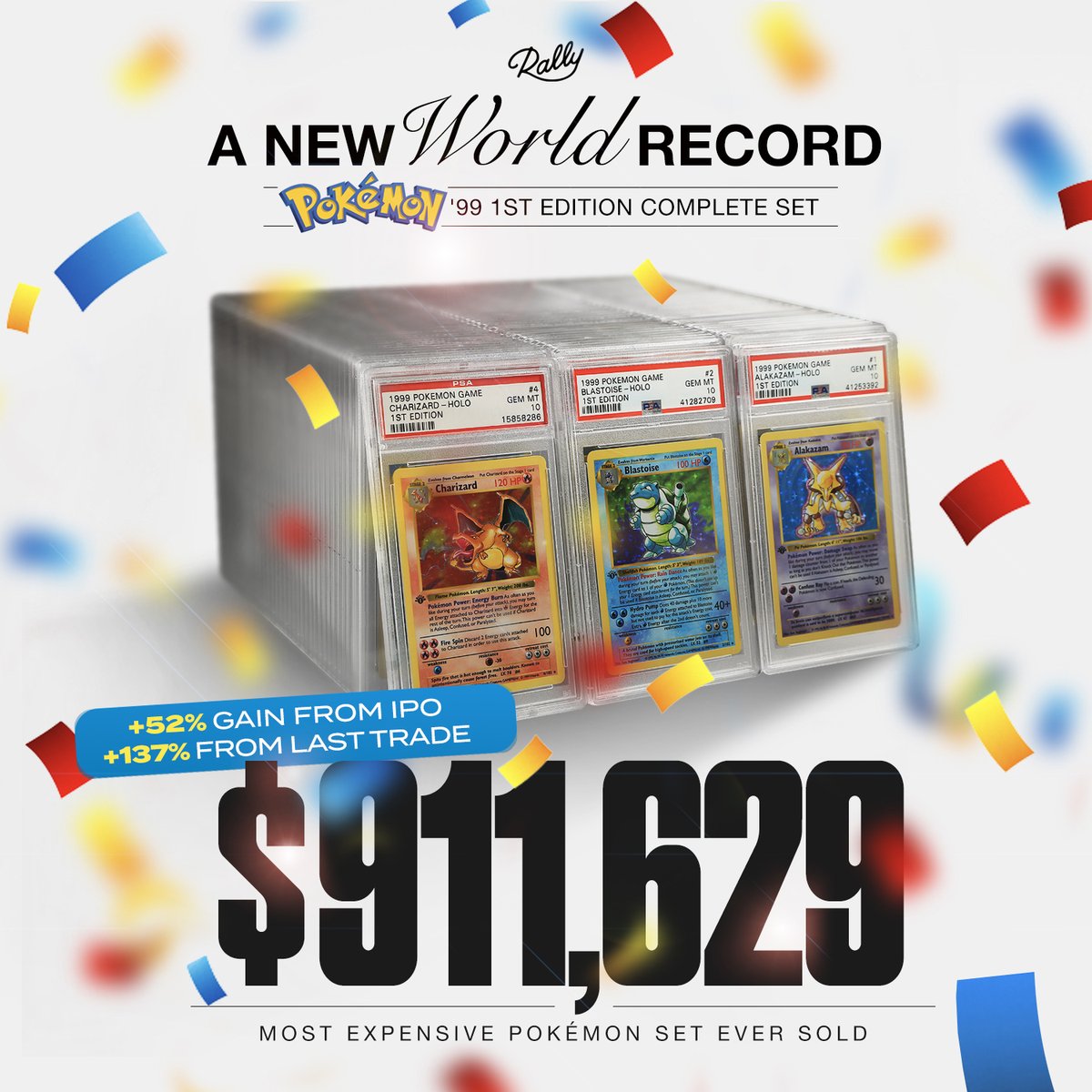 2020 ⇢ $120K
2021 ⇢ $650K
2024 ⇢ $317K

Today:    $911,629.69

Our 100th exit,
our 9th WORLD RECORD,
The most expensive Pokemon set EVER sold.

All investors receiving payouts shortly…