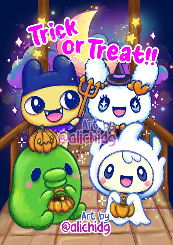 Trick or treat!!! 👻🍬🍭Happy tamagotchis Halloween!!!🎃 #tamagotchi