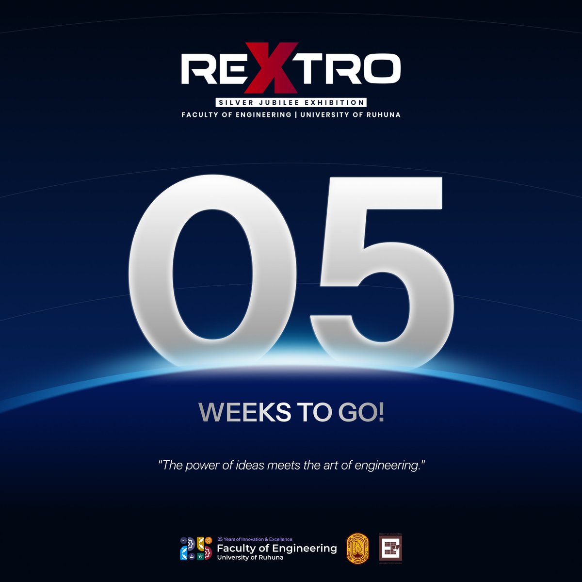 ReXtro2025's tweet image. Only 5 weeks to go! ⚙🔥

Get ready for REXTRO 2025 — where innovation, creativity &amp;amp; engineering excellence unite! 💡✨

Join us as the Faculty of Engineering, University of Ruhuna, celebrates 25 years of shaping ideas into reality. 🚀

#Rextro25 #EfacUOR #25YearsOfEngineering