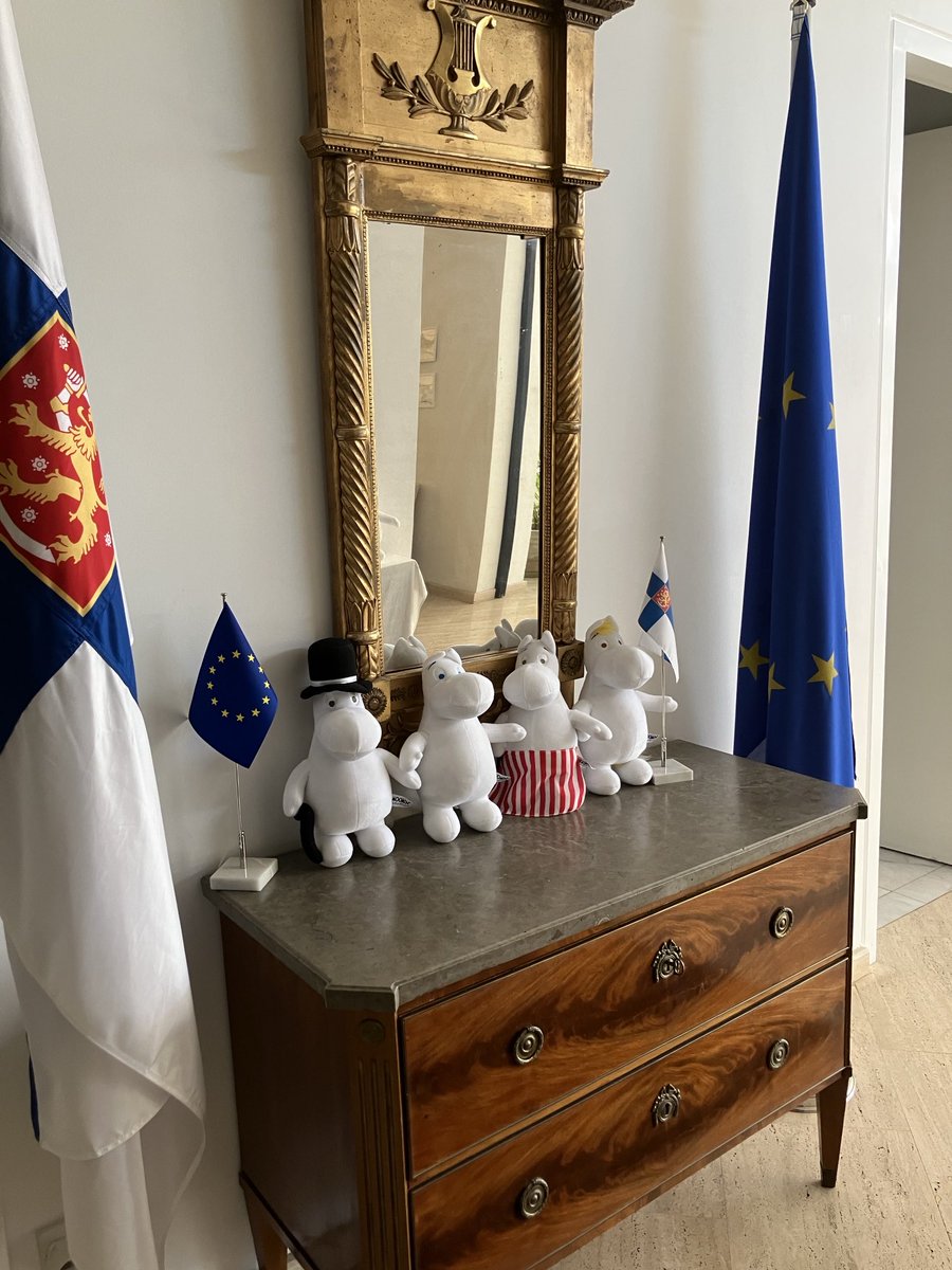 #Moomins are welcoming guests at the Finnish Residence in Nicosia. This lovely family celebrates its 80th anniversary this year. 🇫🇮🇨🇾