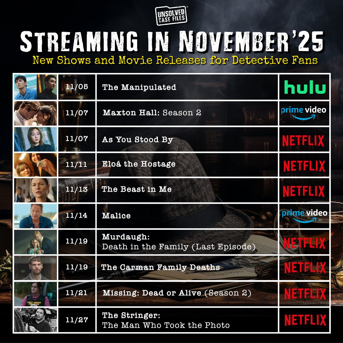 unsolvedcf's tweet image. 🔪Sweet November? Nah. We&apos;re still living in suspense season. Roll the thrillers.🖤 #unsolvedcasefiles