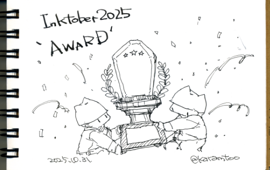 karamt00's tweet photo. #inktober #Inktober2025 
1か月間、お疲れさまでした https://t.co/dwl5rcFD6r