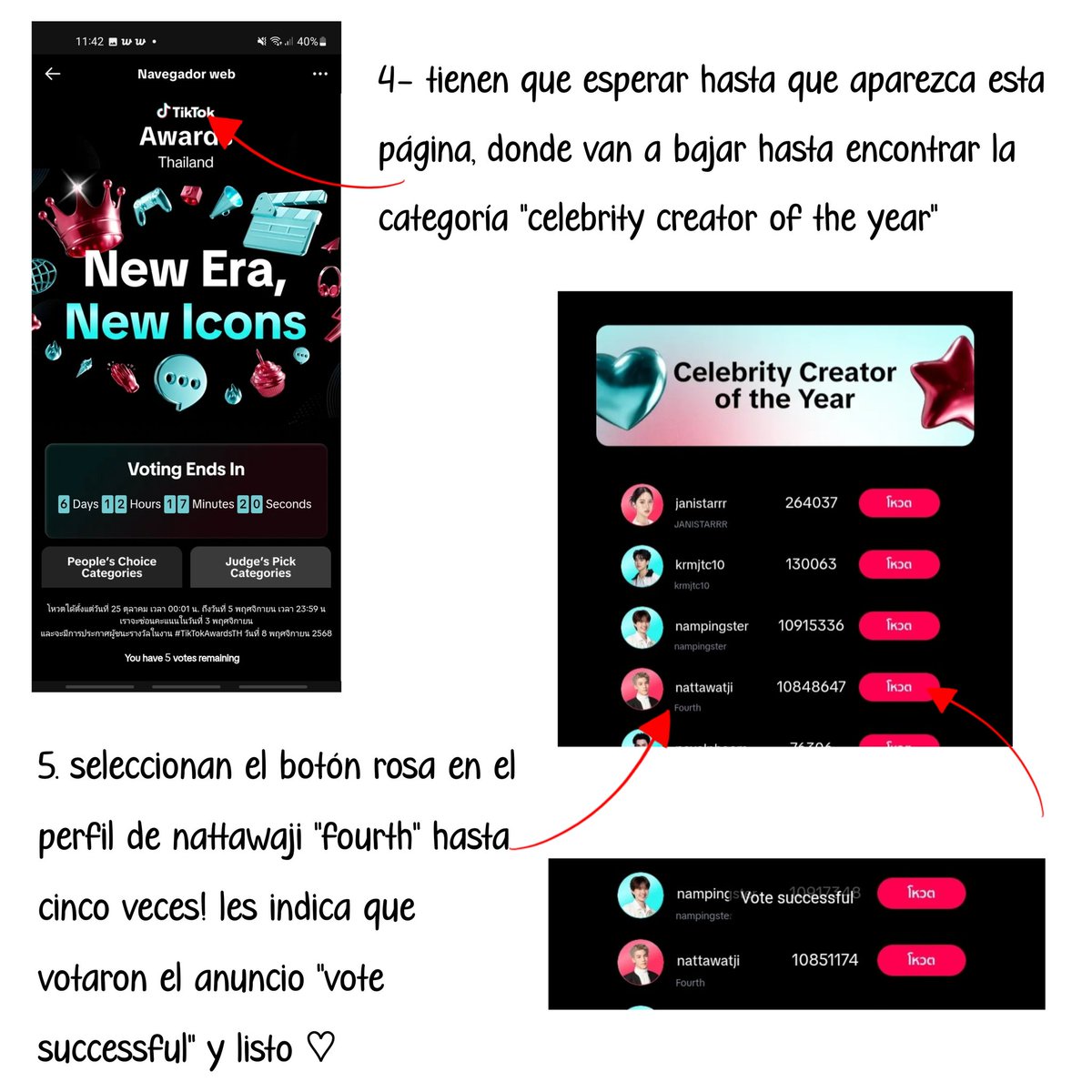 crazyoverni_ki's tweet image. ⚠️COLABORACIONES ACTIVAS DE ENGENE⚠️ RT‼️
—FANS' CHOICE FEMALE: HEARTS 2 HEARTS
—WORLDWIDE KCONERS' CHOICE: ZEROBASEONE
—TIKTOK THAILAND AWARDS: FOURTH - CELEBRITY OF THE YEAR
ABAJO LES DEJO LOS LINKS DE LOS POSTS ORIGINALES PARA QUE SEPAN DONDE DEJAR SUS PRUEBAS❗️
