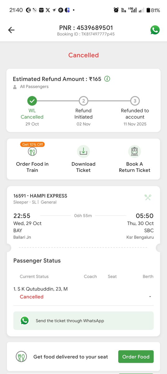 BellaryVoice's tweet photo. When train ticket is nt confirmed then y they do deduction in amount? When railway not have ability to provide a confirm ticket then y they charging me wen it's waiting list auto cancelled? Per ticket more than Rs 100+ they charge @RailMinIndia @RailwaySeva @ConfirmTicket @PMOInd https://t.co/V4i2hkGECl