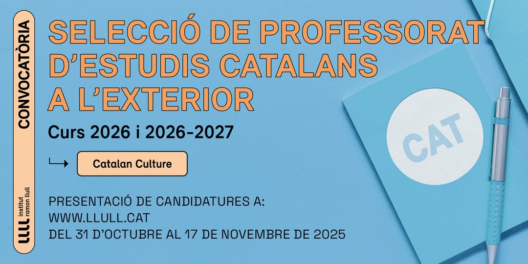 Vols ensenyar català fora de Catalunya? L'Institut Ramon Llull busca professorat per a universitats de:
🇩🇪​ Heidelberg i Mannheim
🇺🇸​ Chicago
🇫🇷 Rennes
🇮🇪 Cork
🇮🇹 Bolonya i Venècia
🇯🇵​ Tòquio
🇨🇿​ Brno
🇨🇱​ Santiago de Xile
Termini fins al 17 de novembre: llull.cat/catala/aprendr…