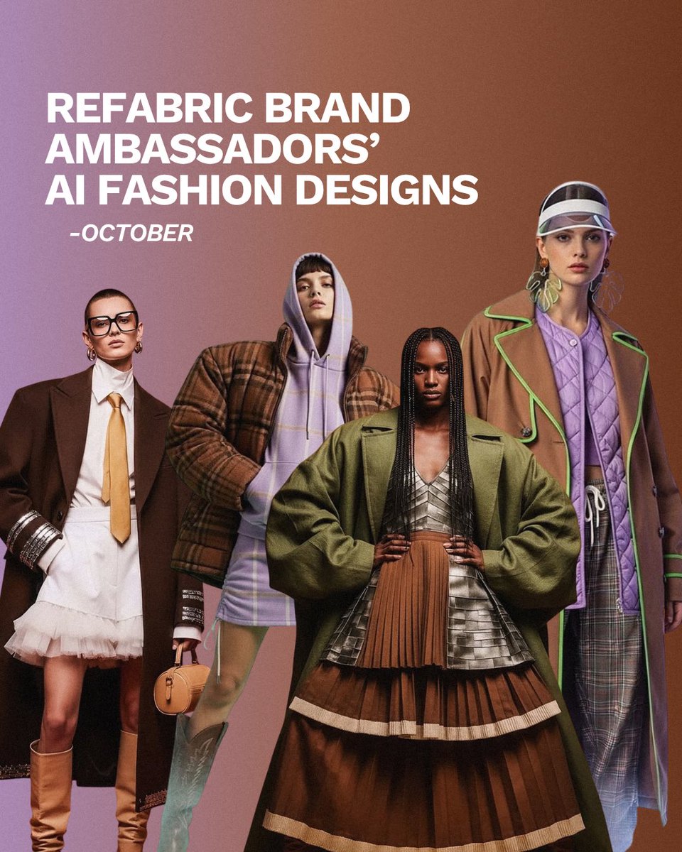 RefabricAI's tweet image. This October, Refabric Ambassadors bring the Autumn Layers theme to life, reinterpreting the art of layering with a bold mix of structure and softness 🍂

For more info: refabric.com/ambassadors

#refabric #refabricai #fashionai #aidesign