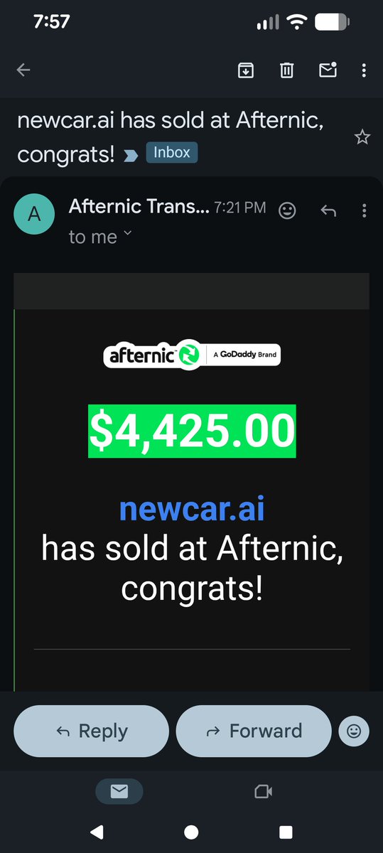 HarveyKaplan's tweet image. I had it priced too low but I&apos;ll take it and be happy.. Registered 12/22 @afternic