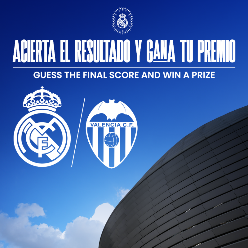 realmadriden's tweet photo. 🙌 Guess the score 🆚 @valenciacf_en and win a @RealMadrid jersey!