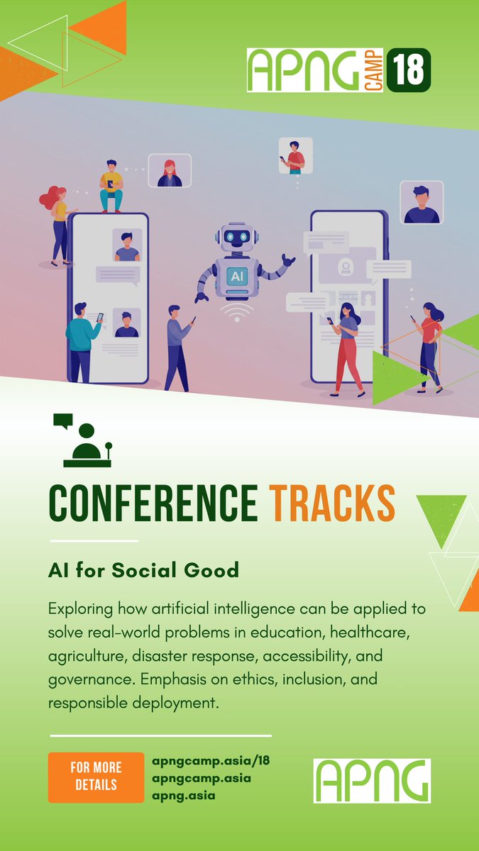 🤖 Introducing Conference Track: AI for Social Good

Discover how AI is driving impact across education, healthcare, agriculture, disaster response, accessibility, &amp; governance.

apngcamp.asia/18/
apngcamp.asia
apng.asia

#APNGCamp18 #APNGFellowship