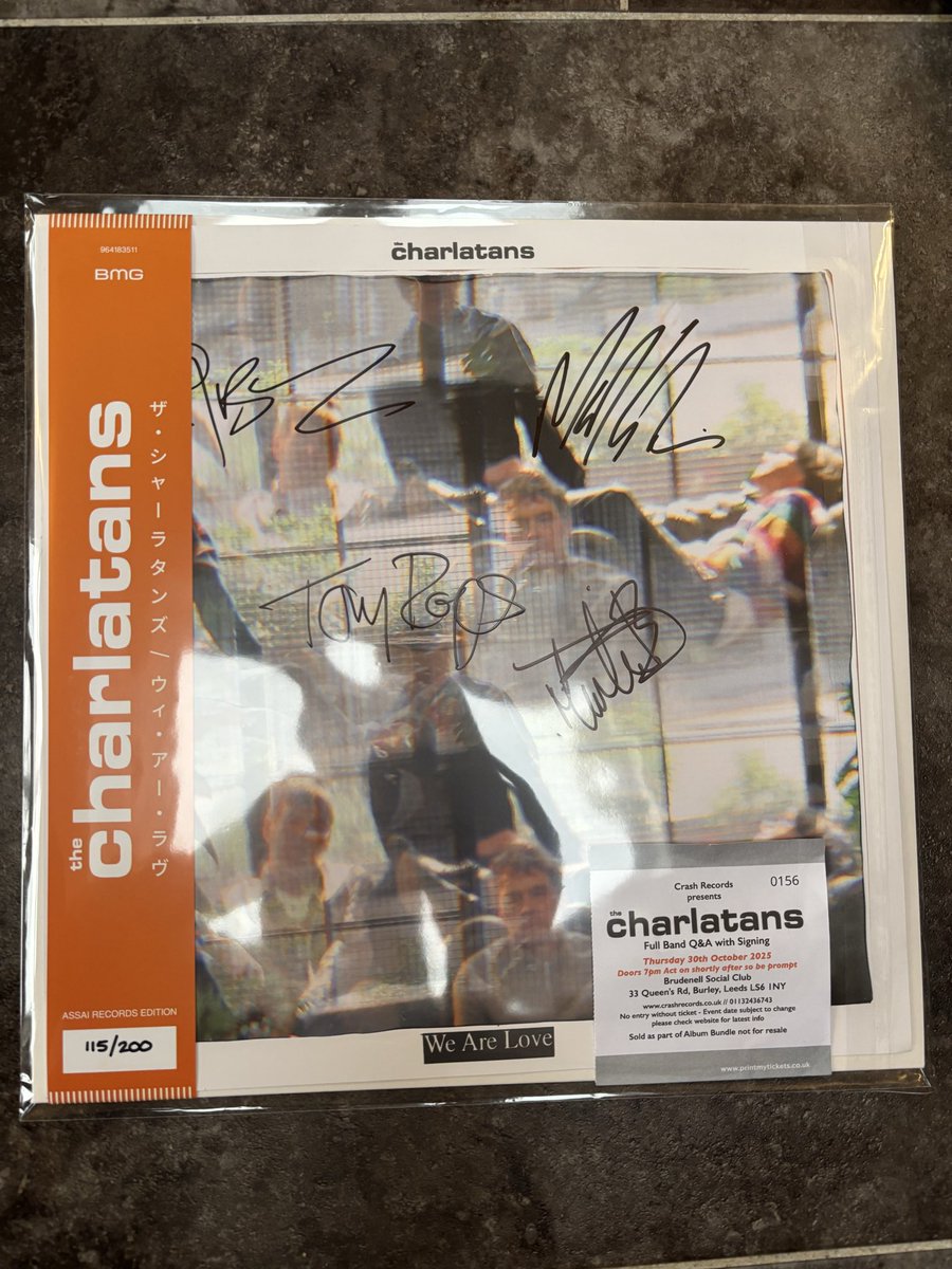 Chopperboyjim's tweet photo. @Tim_Burgess Oh yes! That signed art card from last night in Leeds looks sweet tucked into the front of this little baby. https://t.co/7bVJZVyLU4