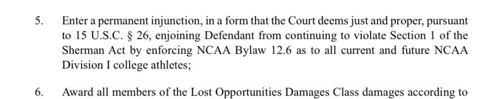 This will be a big one.

If an injunction is granted in Patterson v NCAA it all DI athletes could receive 5 seasons of competition to be used in 5 years.

The timing of the hearing is set so that 🏈 players &amp; coaches will know if a player has another year before the portal opens.