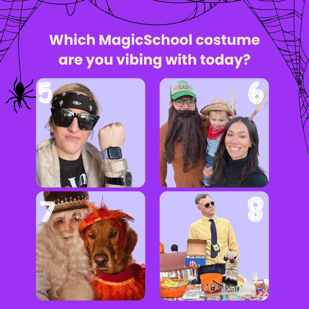 magicschoolai's tweet image. Happy Halloween! 🎃

The MagicSchool team went all out for our Halloween costume contest! Which look are you vibing with this spooky Friday?

#Halloween #MagicSchool #CostumeContest