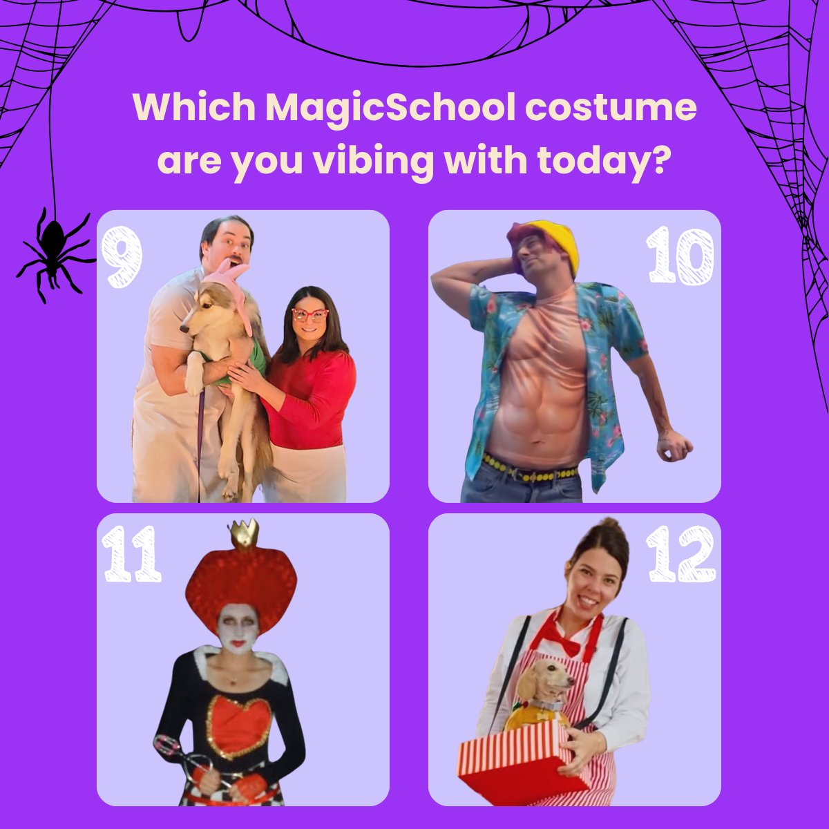 magicschoolai's tweet image. Happy Halloween! 🎃

The MagicSchool team went all out for our Halloween costume contest! Which look are you vibing with this spooky Friday?

#Halloween #MagicSchool #CostumeContest