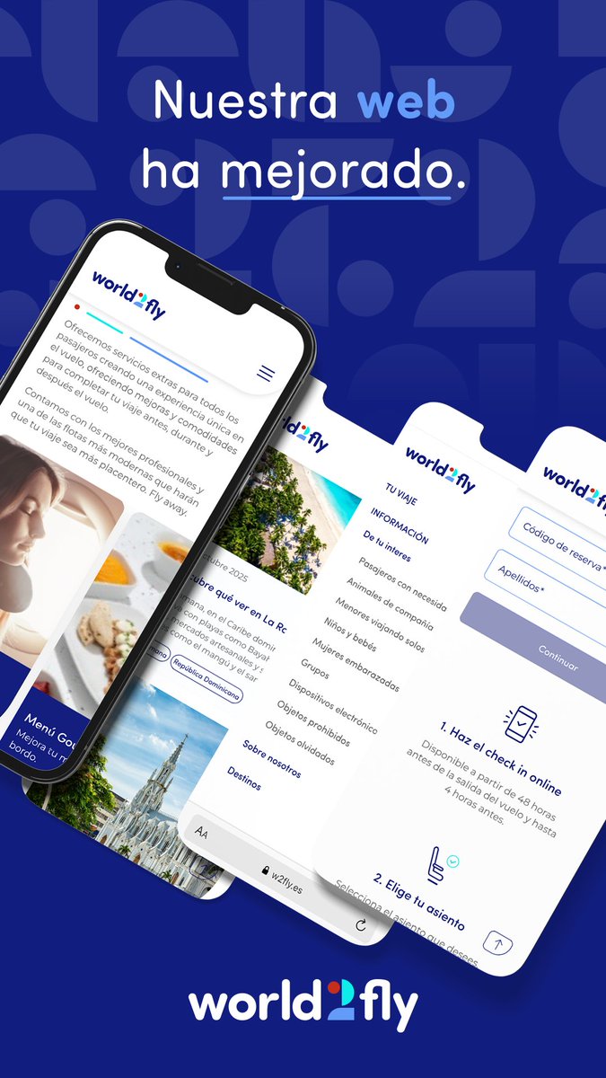 En World2Fly mejoramos nuesta web.⁣
⁣
Hemos renovado w2fly.es con el objetivo de ofrecer una experiencia más ágil, intuitiva y accesible para todos nuestros pasajeros. Un espacio digital pensado para acompañarte en cada etapa del viaje, desde la inspiración hasta