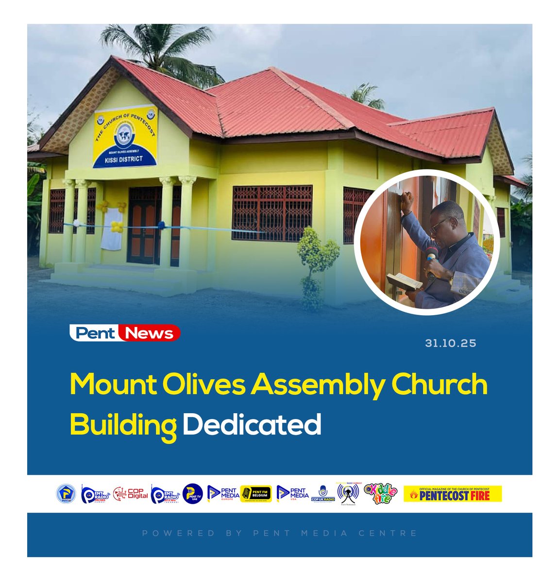 The Mount Olives Assembly Church building in the Kissi District, Elmina Area, has been dedicated to the glory of God!

🌐 Read more: penttvonline.com/2025/10/31/128…

#PentNews | #PossessingTheNations