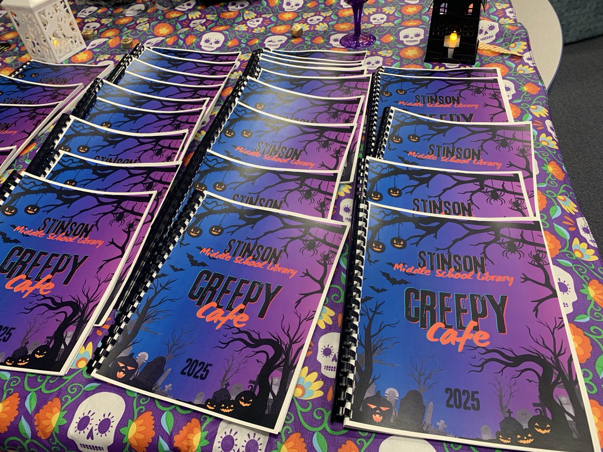 Stinson Library Creepy Cafe. Spooky stories and great Halloween read! Thank you Ms Stafford!! 👻 #stinsonskyhawks ⁦<a href="/NISDStinsonLib/">Stinson MS Library</a>⁩ ⁦<a href="/NISDStinson/">Stinson MS NISD</a>⁩