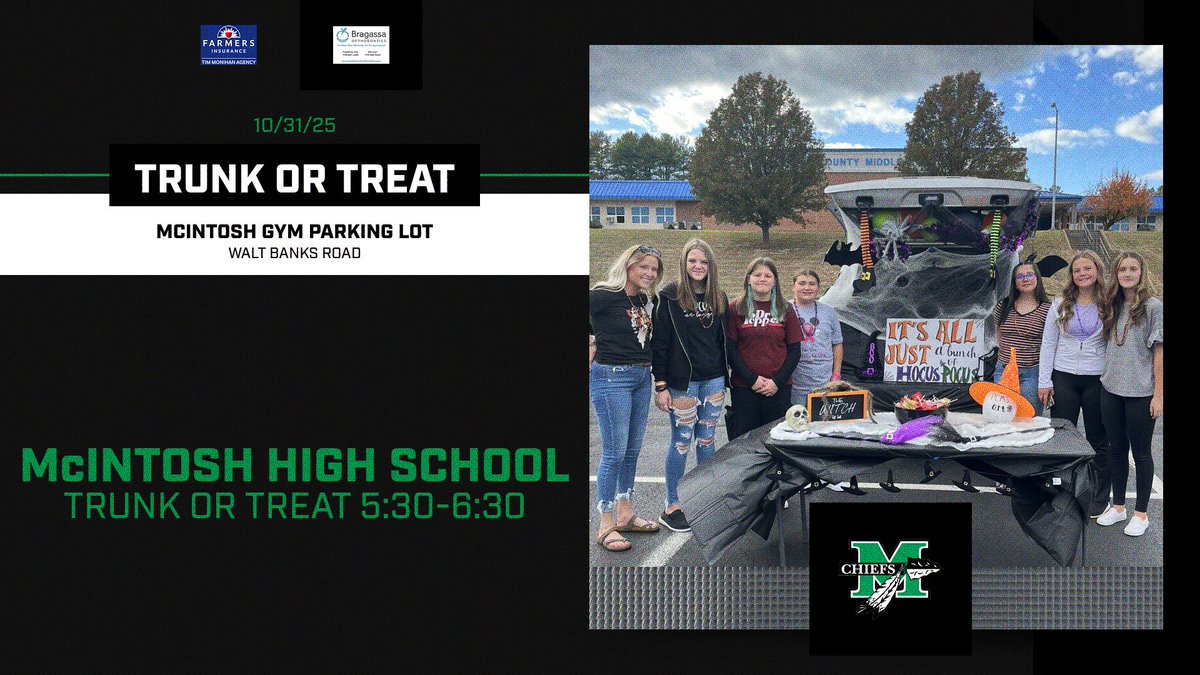 Don't forget about out Trunk or Treat before the game tonight in the Gym Parking Lot.  Everyone is welcome!