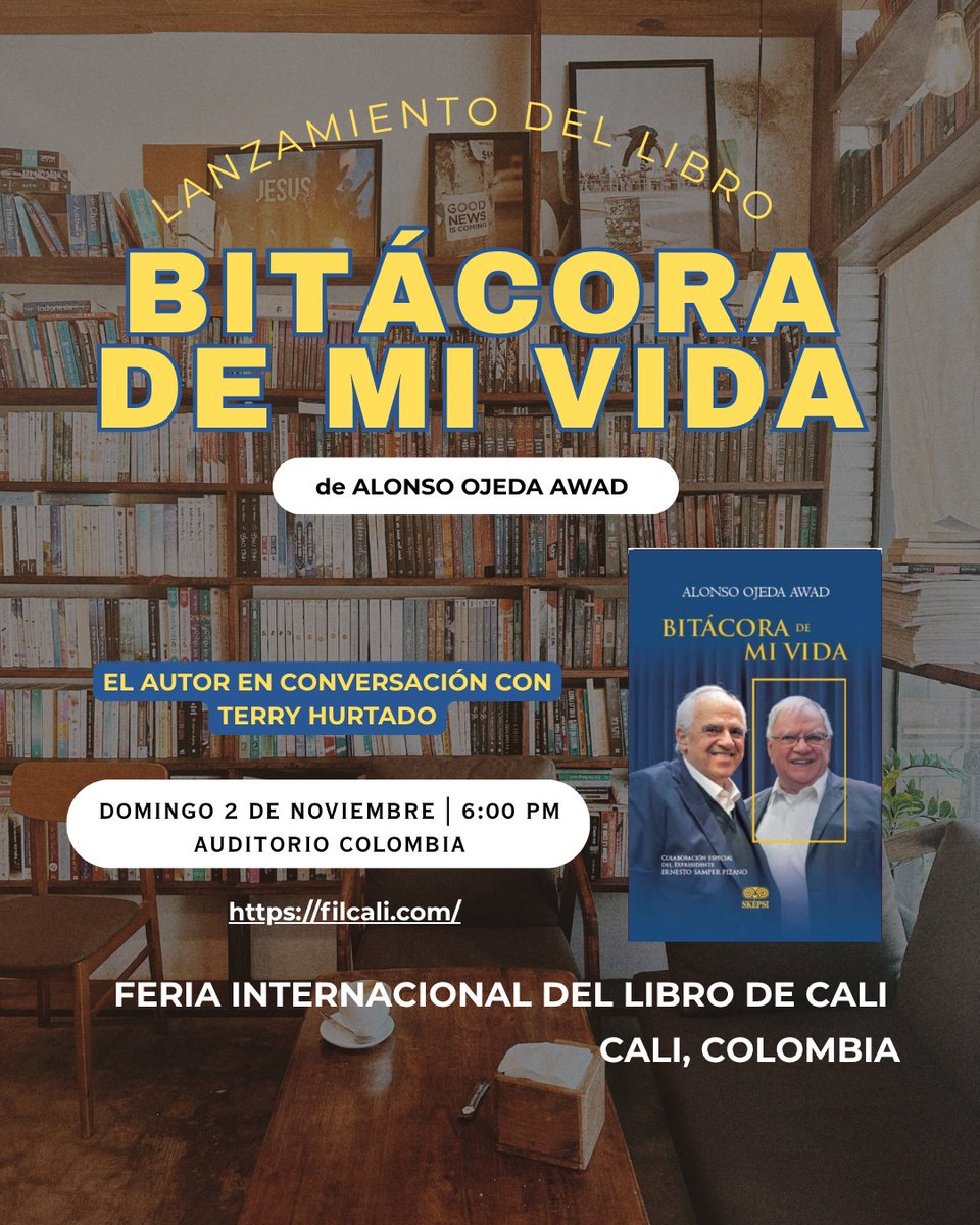 Estaré acompañando en una conversación a <a href="/alonsoojedaawad/">Alonso Ojeda Awad</a>, el Tigre Ojeda, sobre su libro autobiográfico Bitácora de Mi Vida. Para mí es un gusto y un honor conversar con alguien que ha estado presente en sucesos importantes del país y compartido de cerca con varios protagonistas