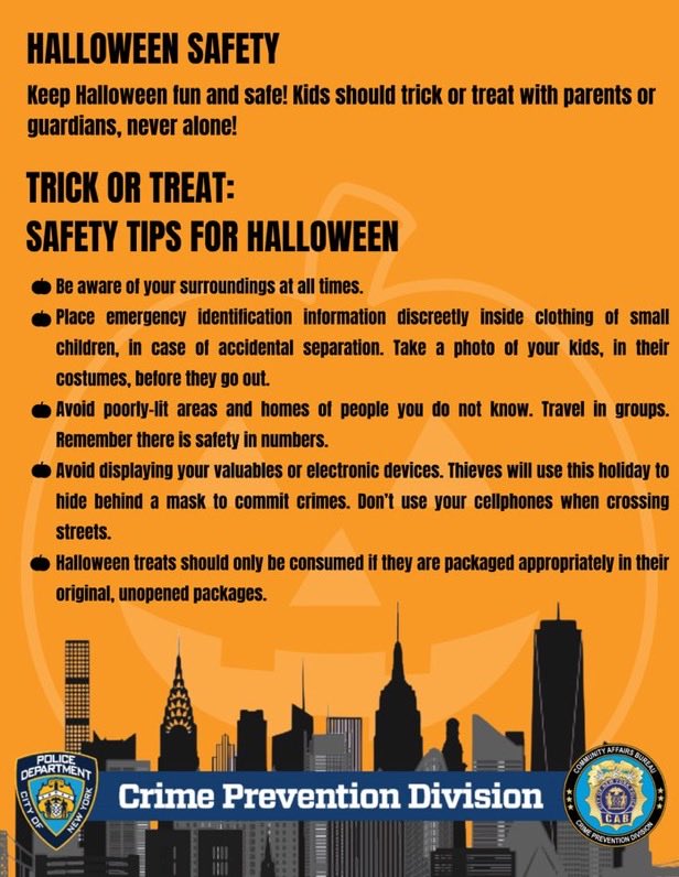 The Crime Prevention Division shares Halloween Safety tips for Trick or Treating!