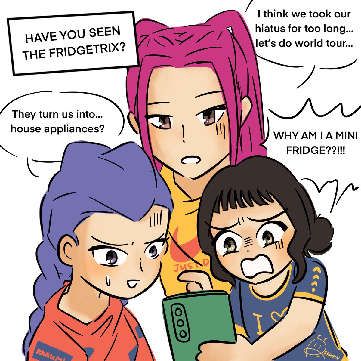 rrrhein_deer's tweet image. Zoey shares the #fridgetrix to the girls #KPOPDEMONHUNTERS