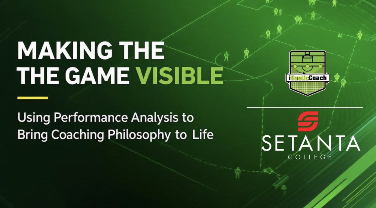 🏐 Making the Game Visible

Looking forward to presenting at the <a href="/SetantaCollege/">Setanta College</a> Coaching Conference this weekend exploring how performance analysis can bring a coaching philosophy to life in Gaelic Games