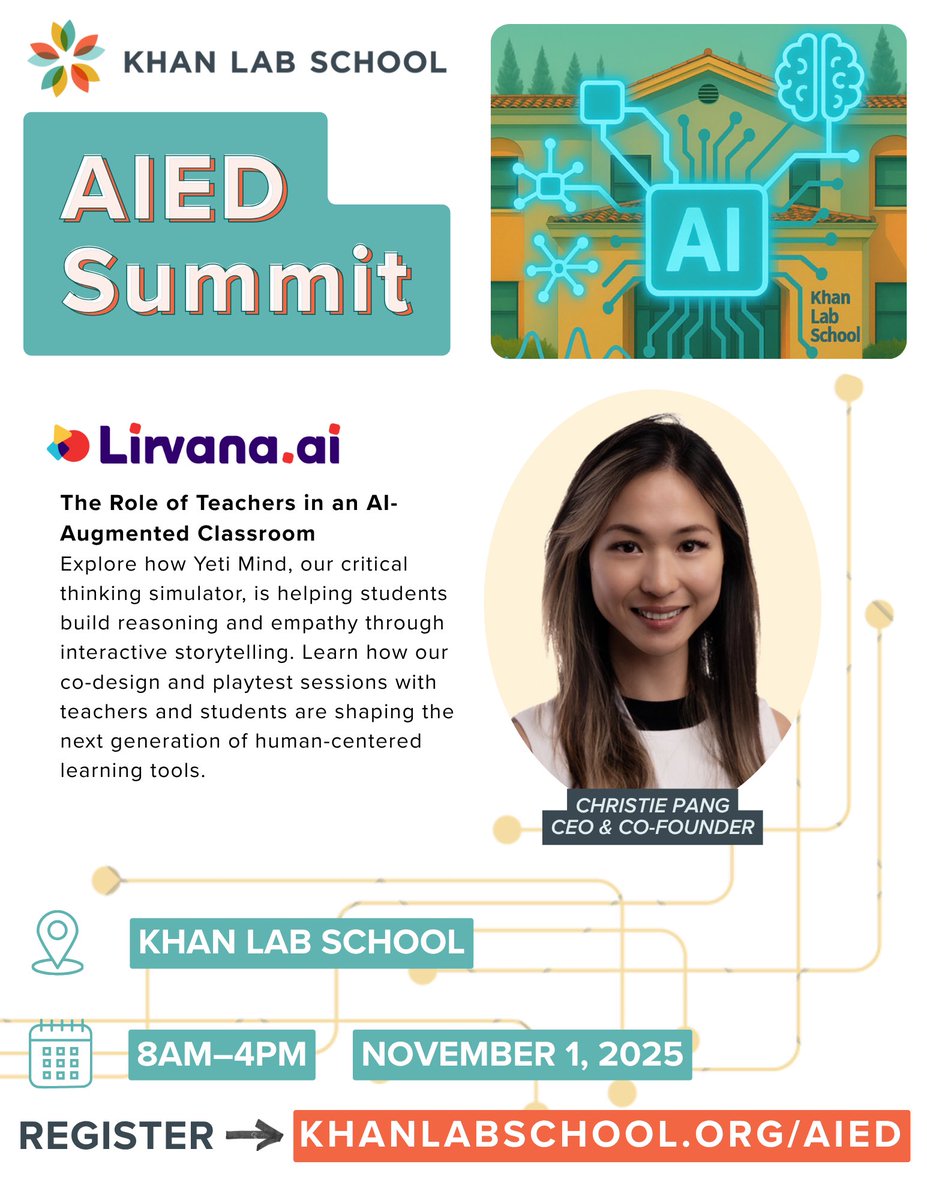 🌿 We’re heading to the #AISummit at <a href="/khanlabschool/">Khan Lab School</a> 
Sharing how empathy + innovation meet through:  💡 YETi Mind — our Critical Thinking Simulator  💬 Co-Design — real classrooms shaping the future of ethical AI