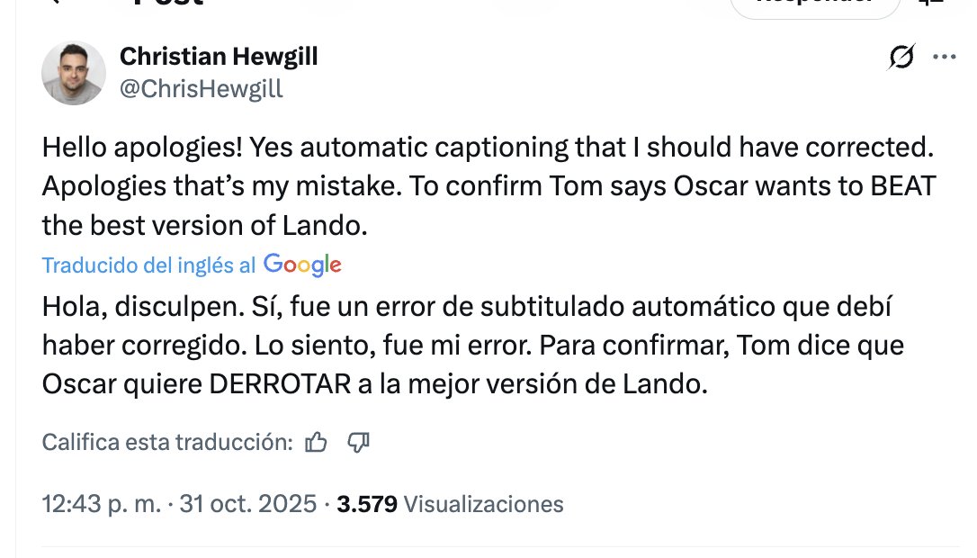 Color7404456478's tweet image. LA HISTORIA DANDOME LA RAZON PARTE MIL: Aca corrige, dice que Oscar usa la data de Lando para ganarle a la mejor version de LANDO. Vengan a pedirme perdon los chupapijas q me putearon desde principio de año!!!