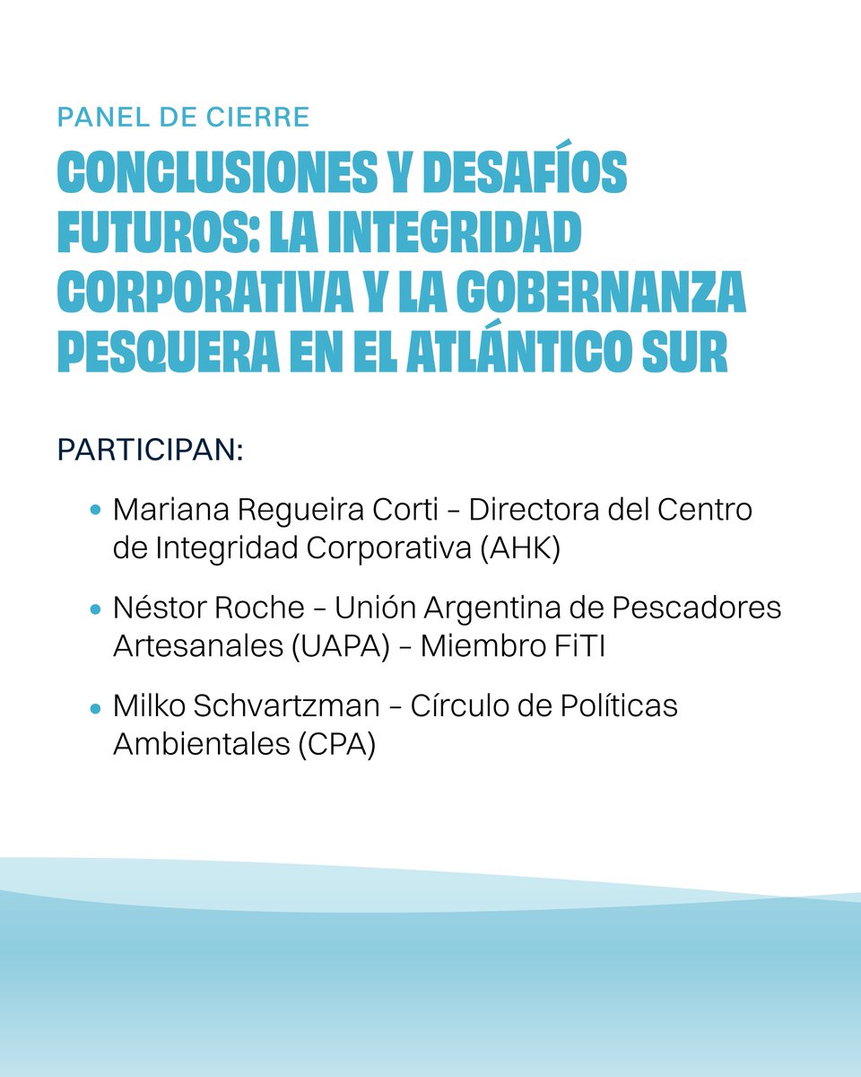 🐟 Herramientas para impulsar la transparencia de la pesca
📅 6 de noviembre | 🕓 14:30 hs
📍 Club Alemán (Av. Corrientes 327, piso 21, CABA)
Junto a <a href="/SANHV_/">Sin Azul No Hay Verde</a> y <a href="/FisheriesTI/">Fisheries Transparency Initiative (FiTI)</a> impulsamos un nuevo encuentro de diálogo 👇
Inscripciones en: docs.google.com/forms/d/1MpbjD…